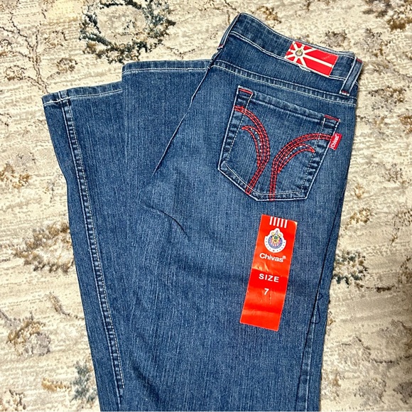 Vintage Chivas Women's Boot Cut Jeans with Red Accents - Picture 2 of 7